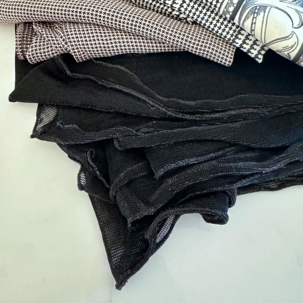 BUNDLE (3) Vintage B&W Houndstooth Pattern Assorted Wrap Scarves